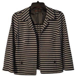 Nina Mclemore Black And White striped open Blazer 6